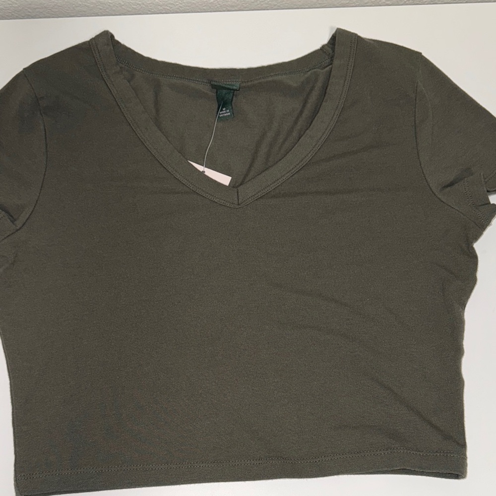 Wild Fable Dark Olive V-Neck Tee
